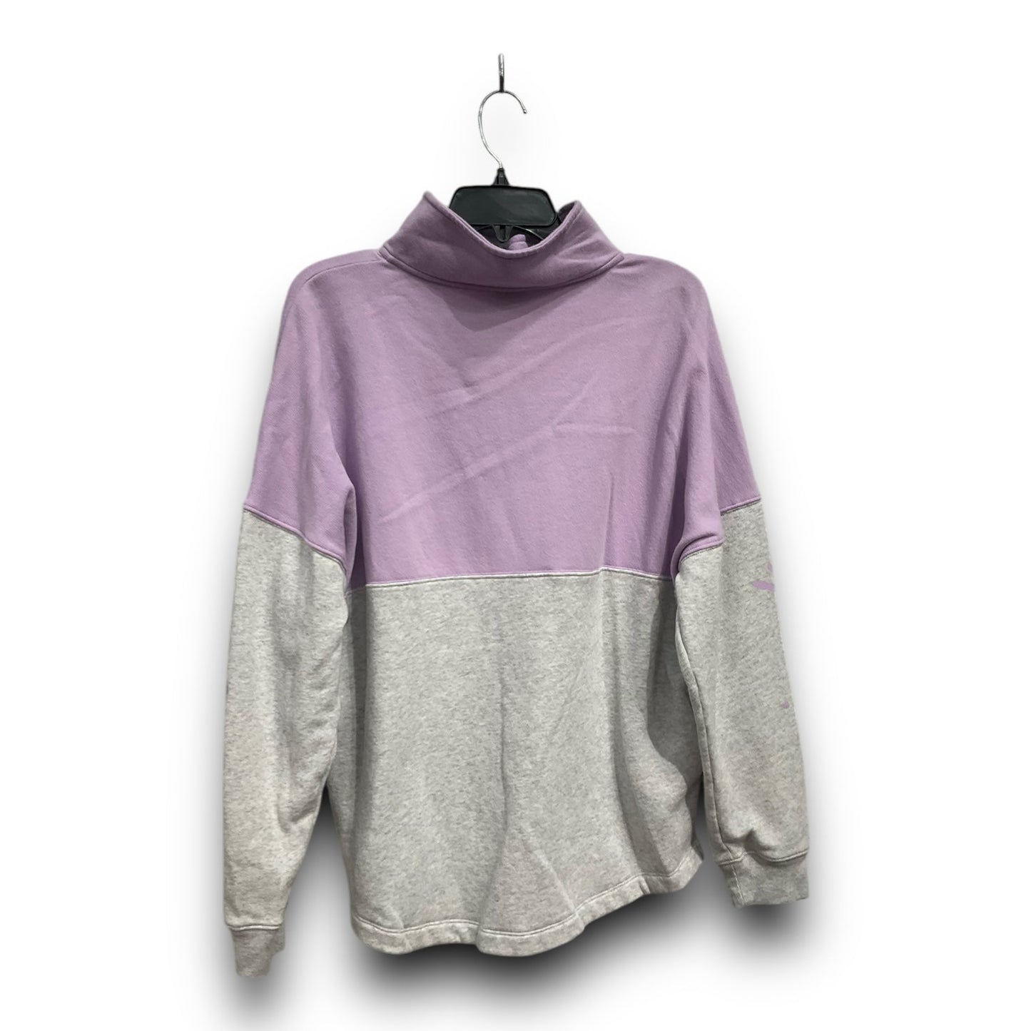 Athletic Top Long Sleeve Collar By Pink In Grey & Purple, Size: M