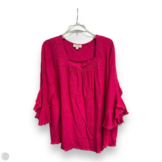 Top 3/4 Sleeve Basic By Umgee In Pink, Size: 2x