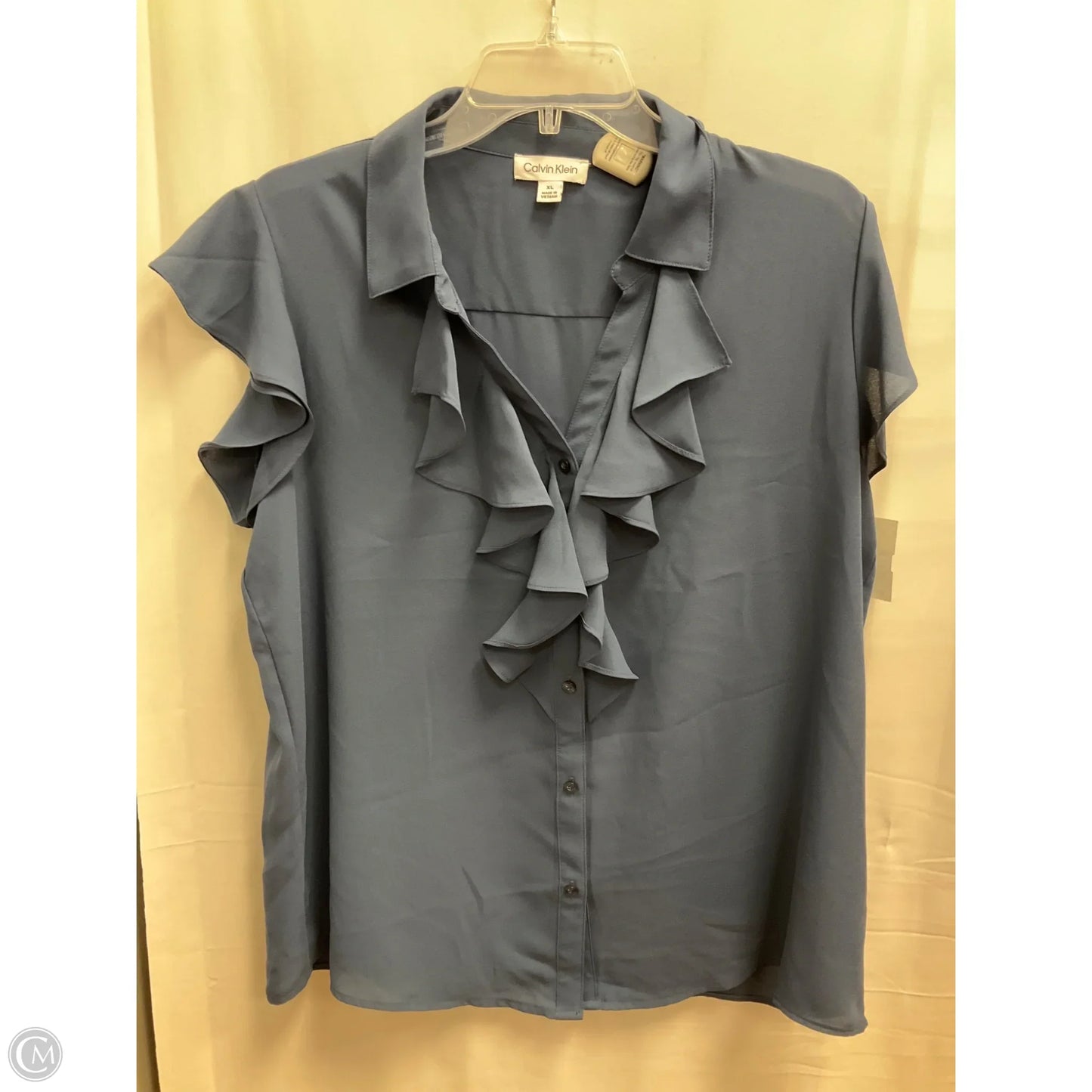 Blouse Sleeveless By Calvin Klein In Blue, Size: Xl