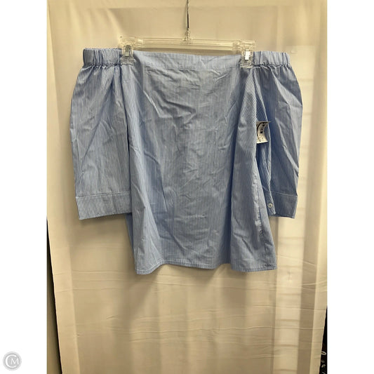 Top Short Sleeve By Halogen In Striped Pattern, Size: M