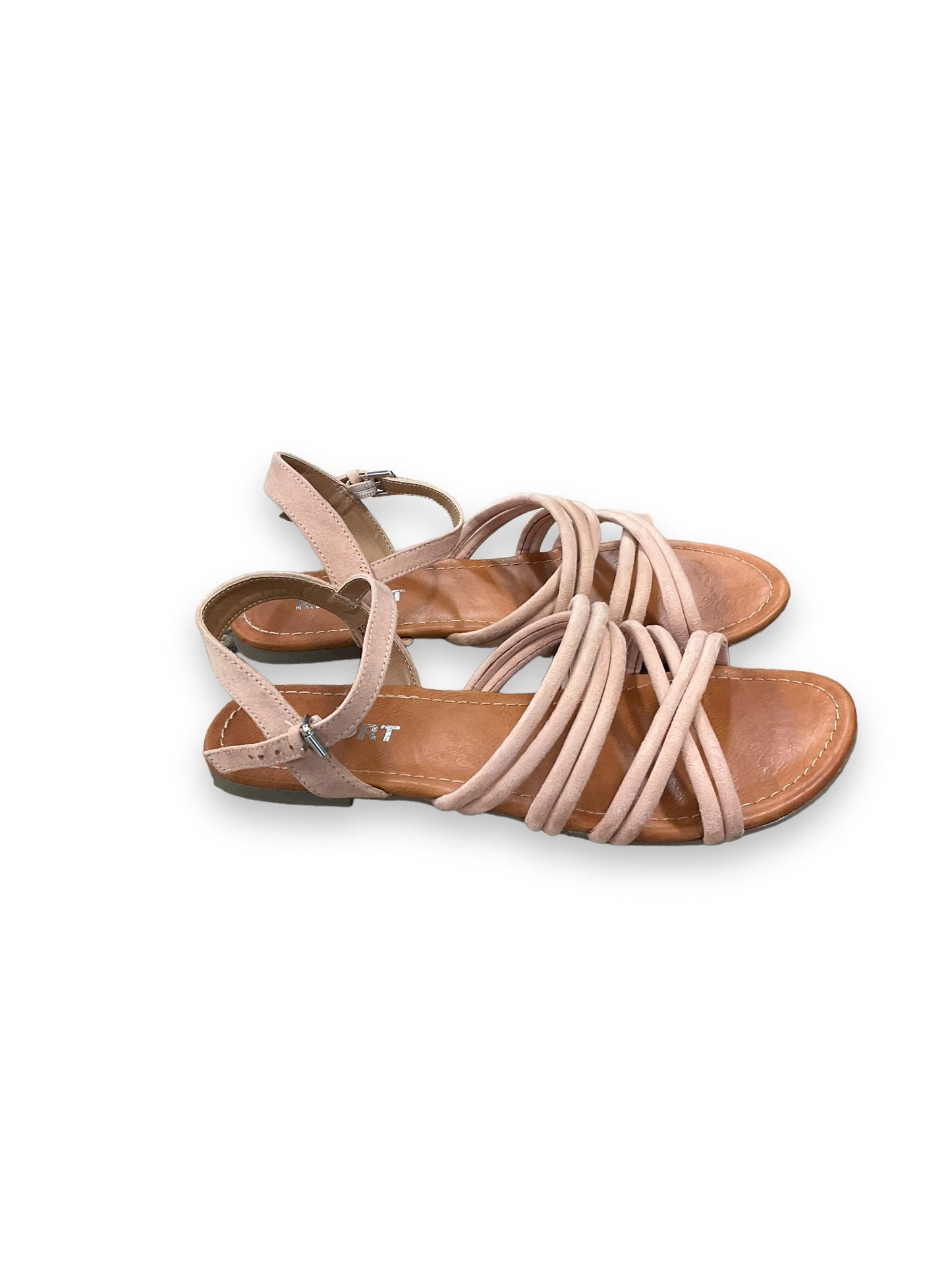 Brown & Pink Sandals Flats Report, Size 8.5