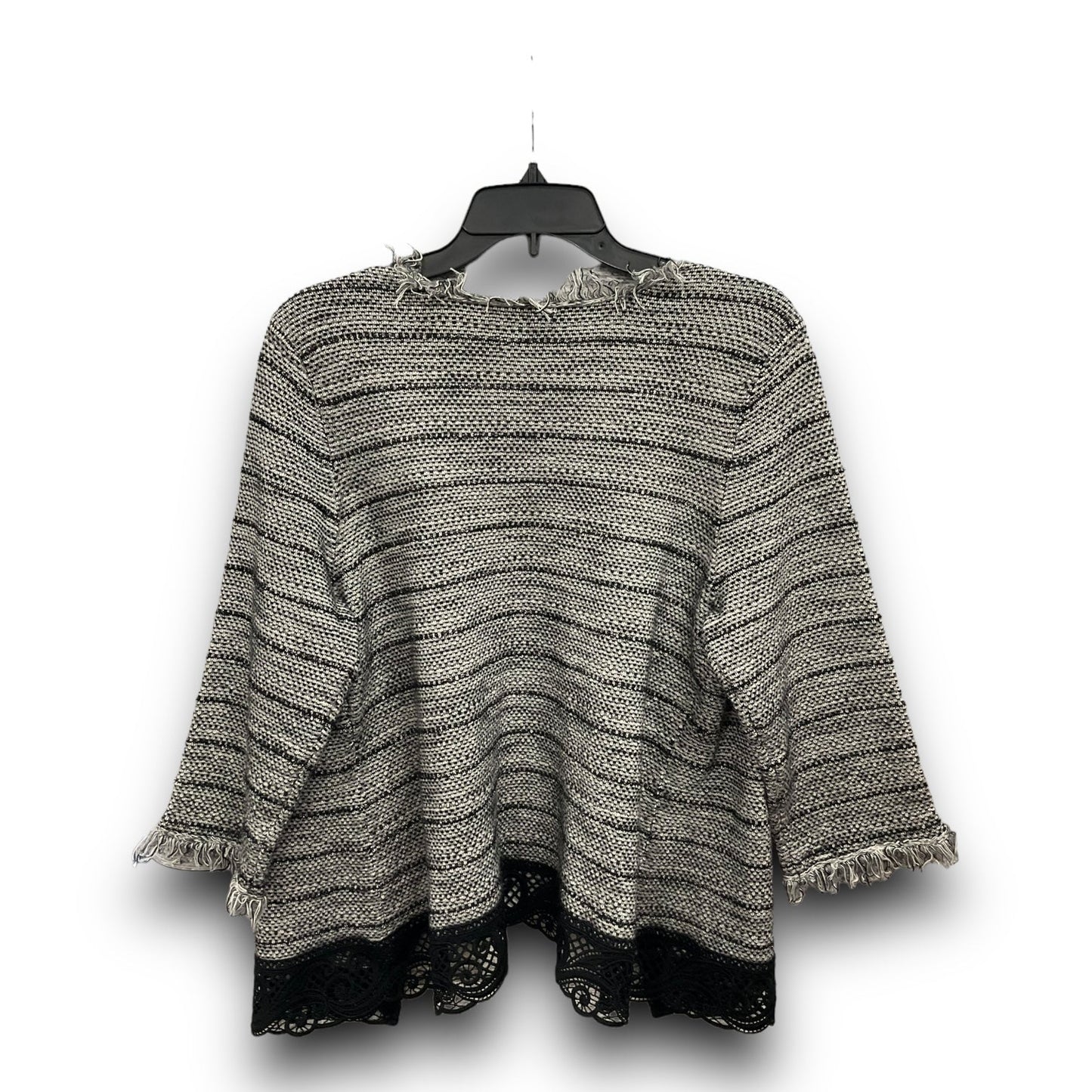 Cardigan By Chicos In Black & White, Size: L