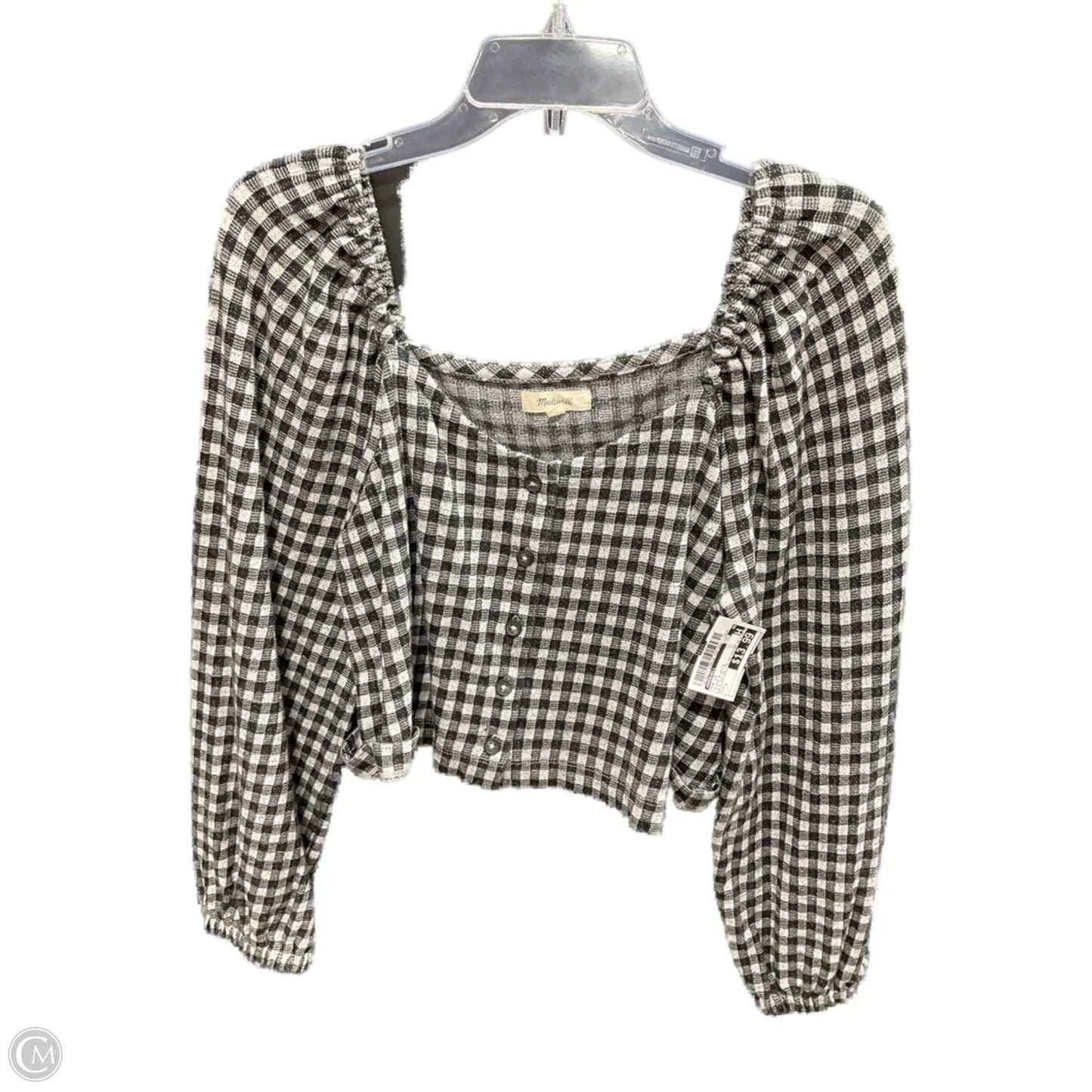 Top Long Sleeve By Madewell In Black & White, Size: L