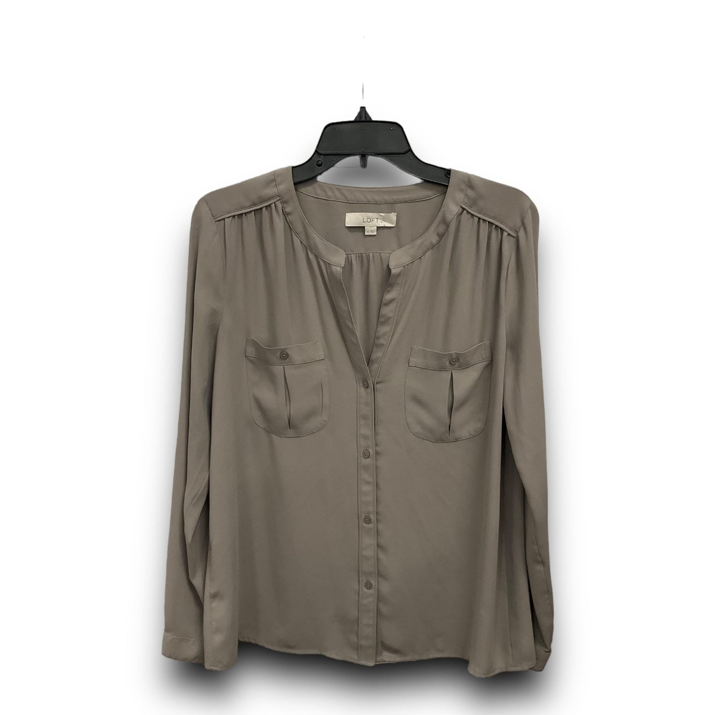 Blouse Long Sleeve By Loft In Taupe, Size: M