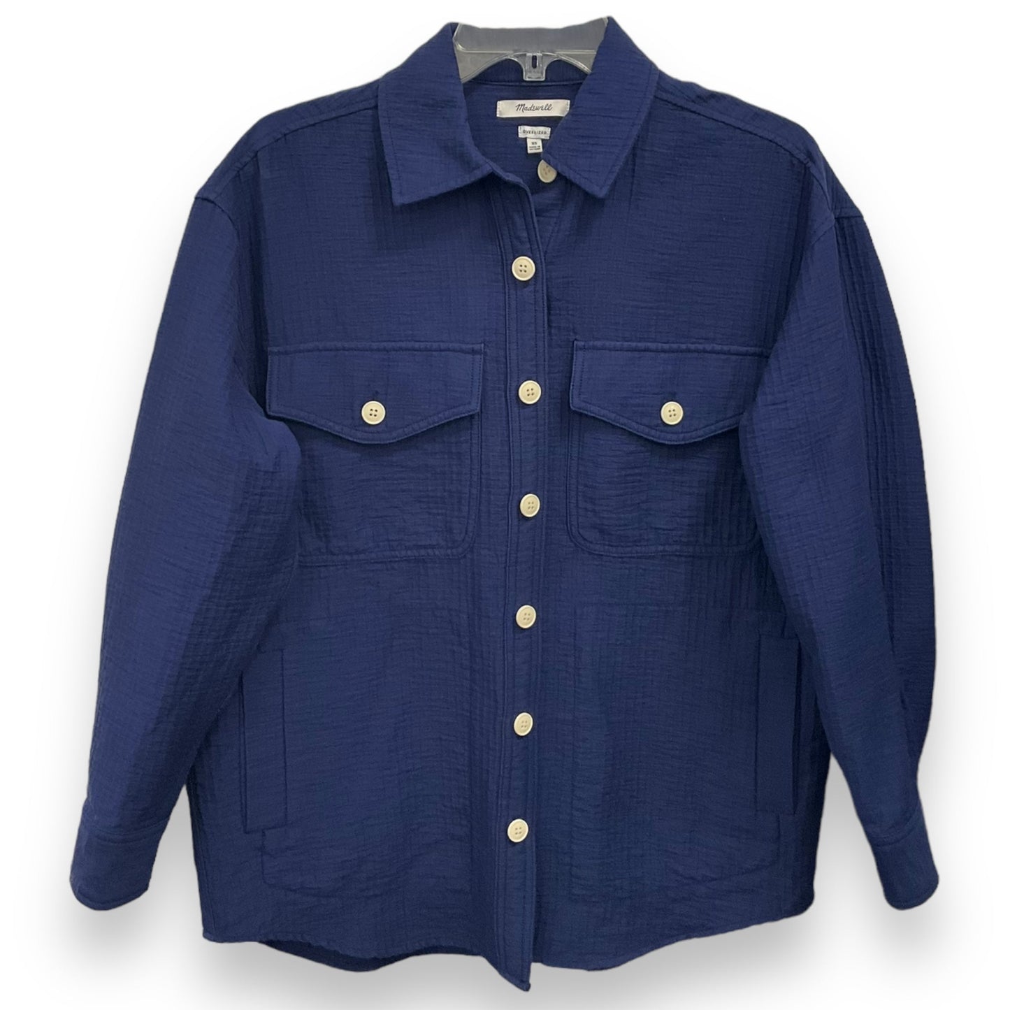 Jacket Shirt By Madewell In Blue, Size: Xs