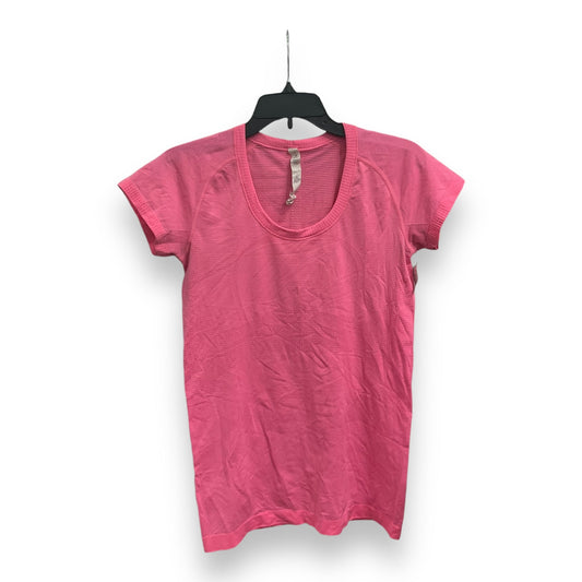 Athletic Top Short Sleeve By Lululemon In Pink, Size: M