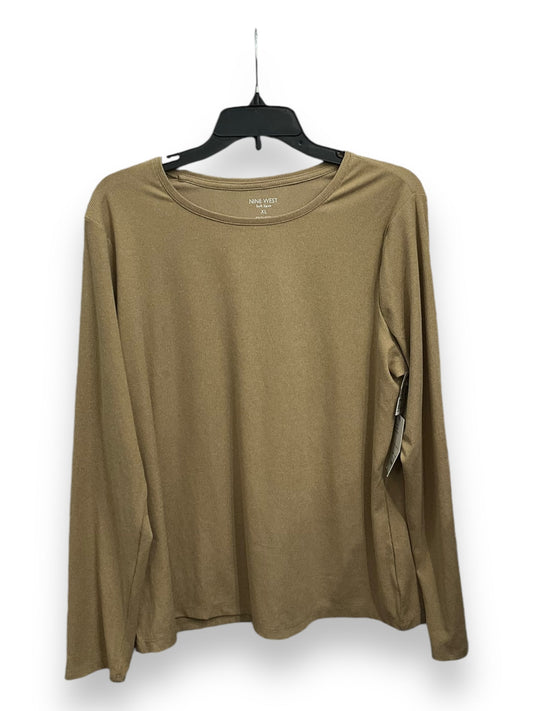 Top Long Sleeve Basic By Nine West In Brown, Size: Xl