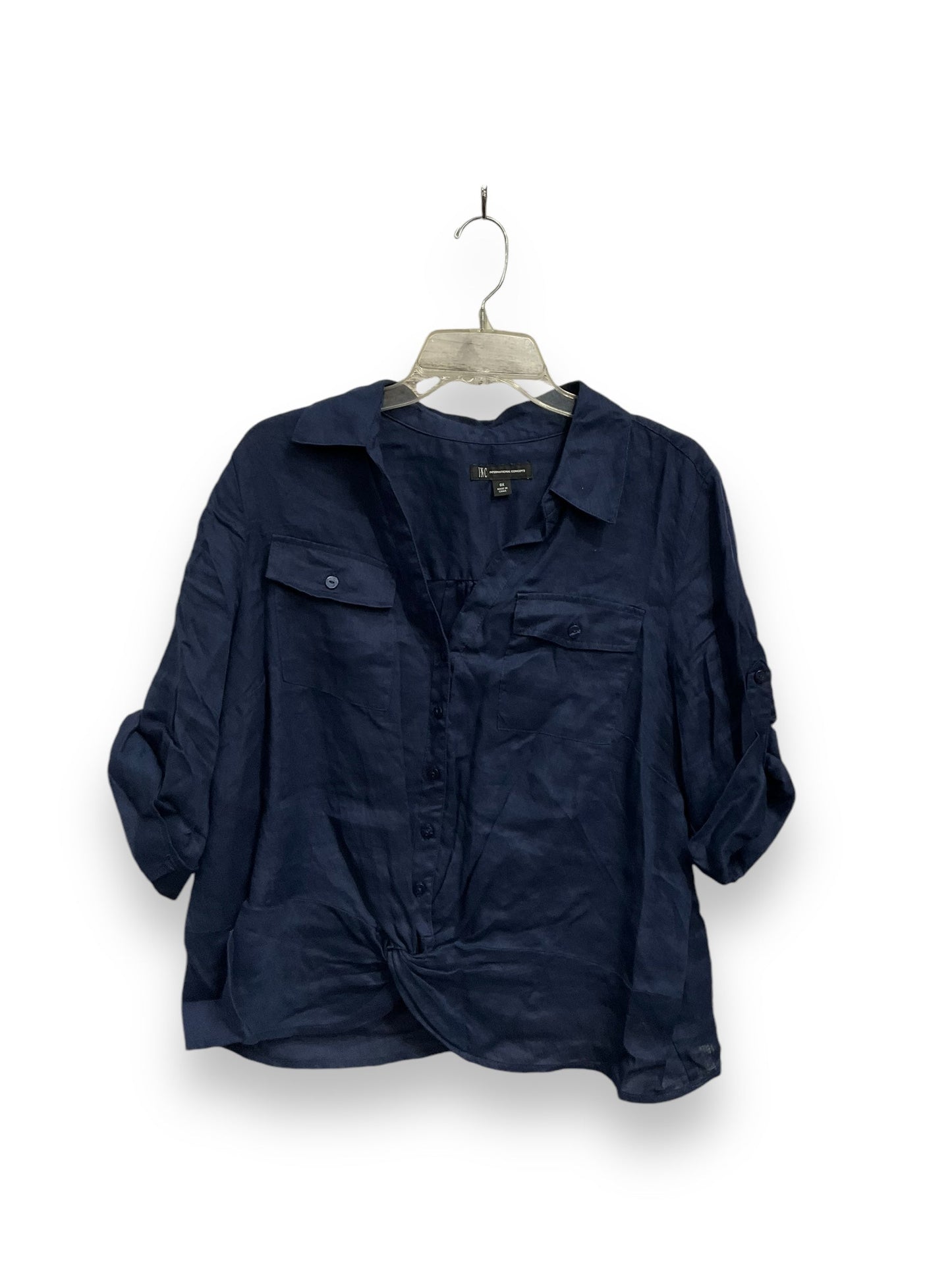 Top Short Sleeve By Inc In Navy, Size: L