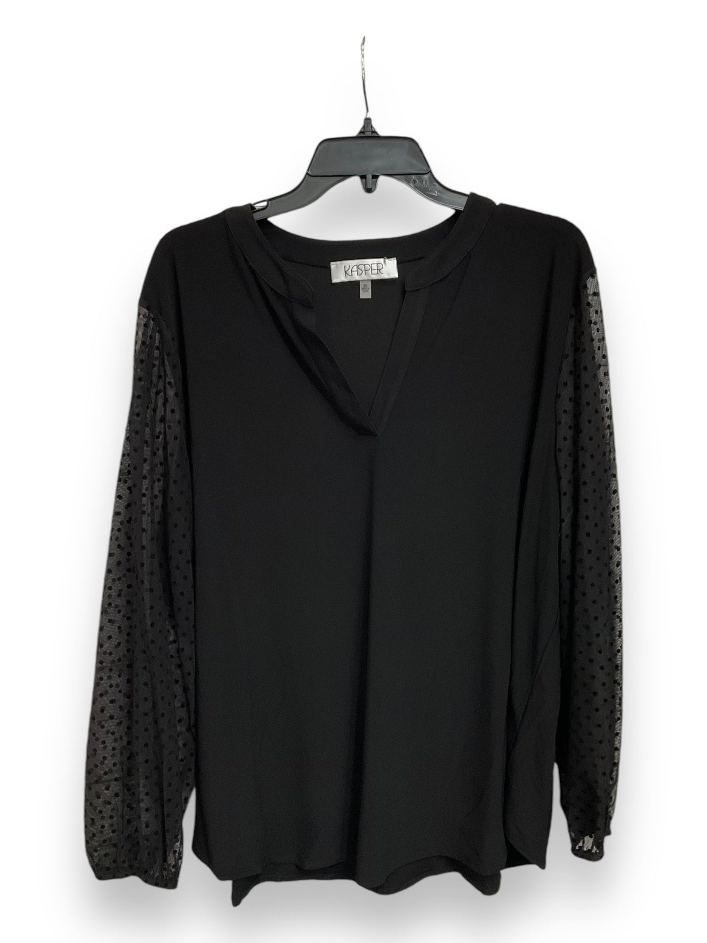 Top Long Sleeve Basic By Kasper In Black, Size: 2x