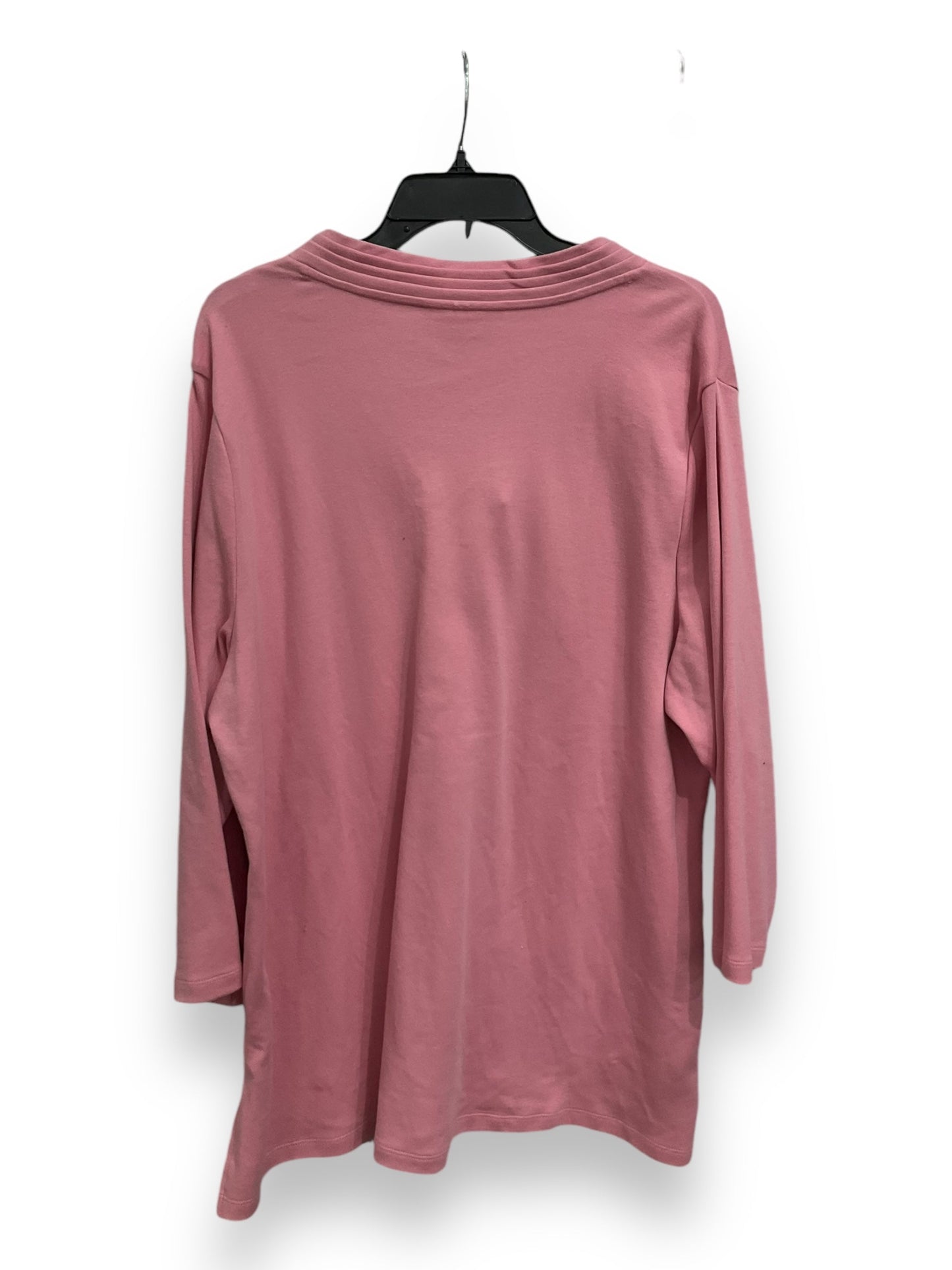 Top 3/4 Sleeve Basic By Karen Scott In Pink, Size: 2x