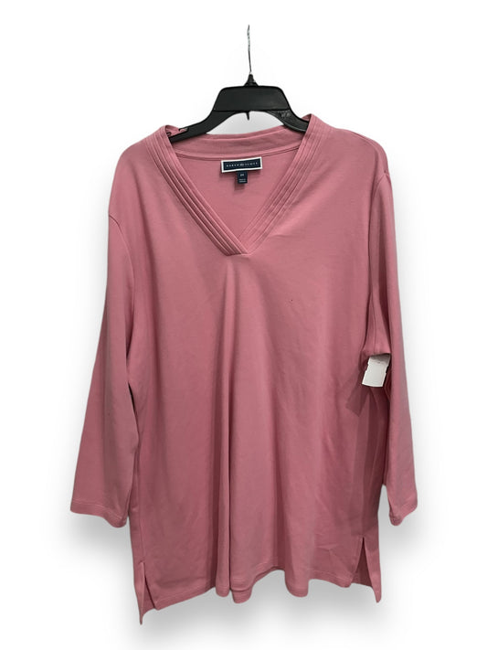 Top 3/4 Sleeve Basic By Karen Scott In Pink, Size: 2x