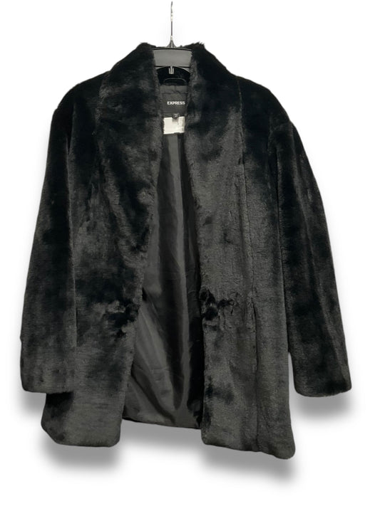 Jacket Faux Fur & Sherpa By Express In Black, Size: Xxs