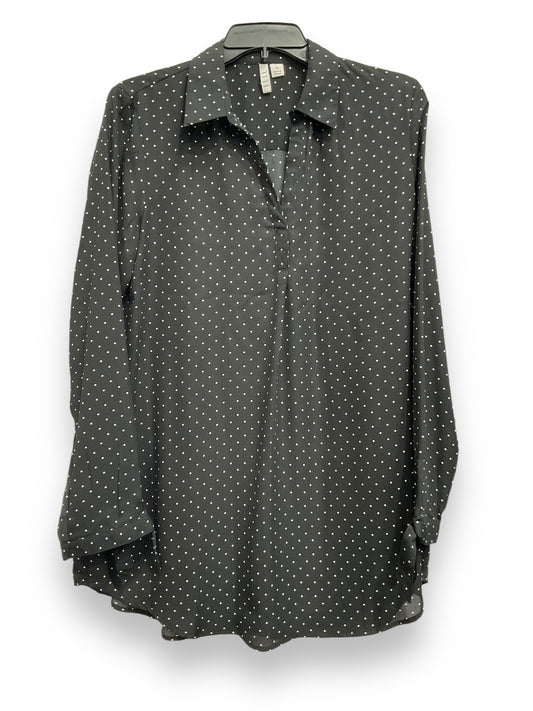 Blouse Long Sleeve By Elle In Polkadot Pattern, Size: M