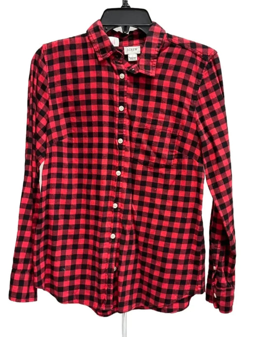 Top Long Sleeve By J. Crew In Plaid Pattern, Size: S
