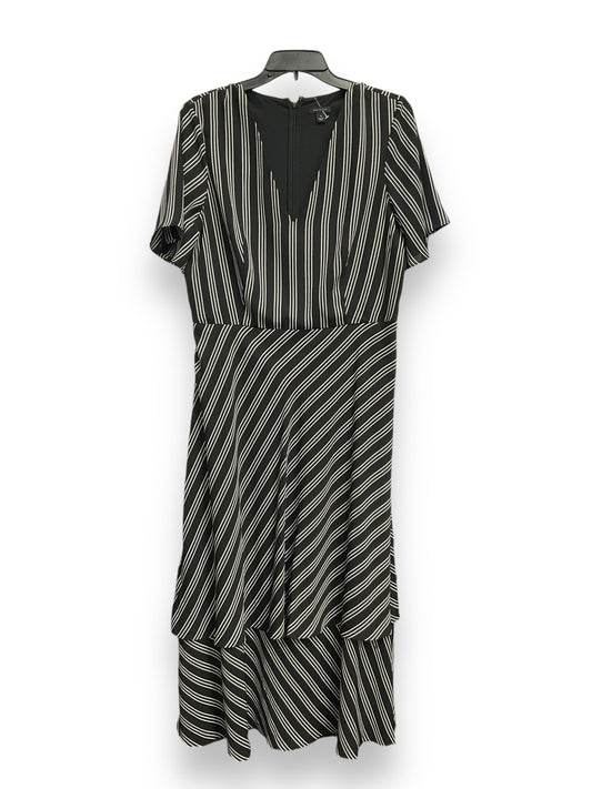 Dress Casual Midi By Ann Taylor In Striped Pattern, Size: L