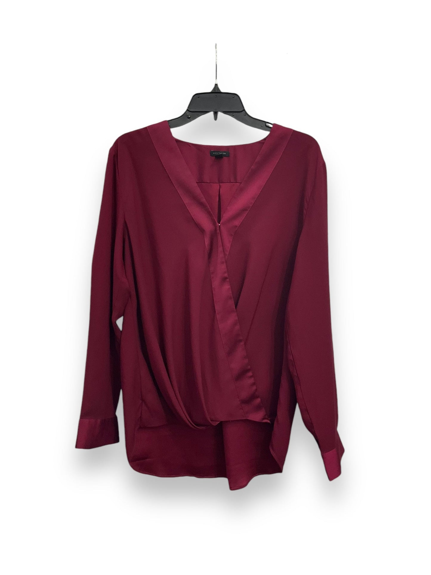 Blouse Long Sleeve By Ann Taylor In Red, Size: L