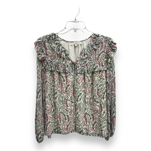 Blouse Long Sleeve By Loft In Floral Print, Size: Xl