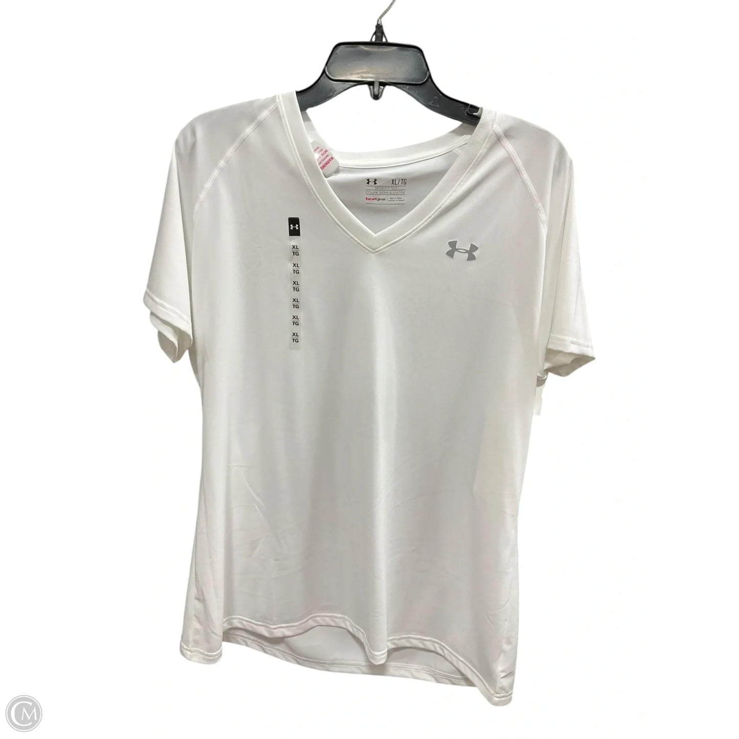 Athletic Top Short Sleeve By Under Armour In White, Size: Xl