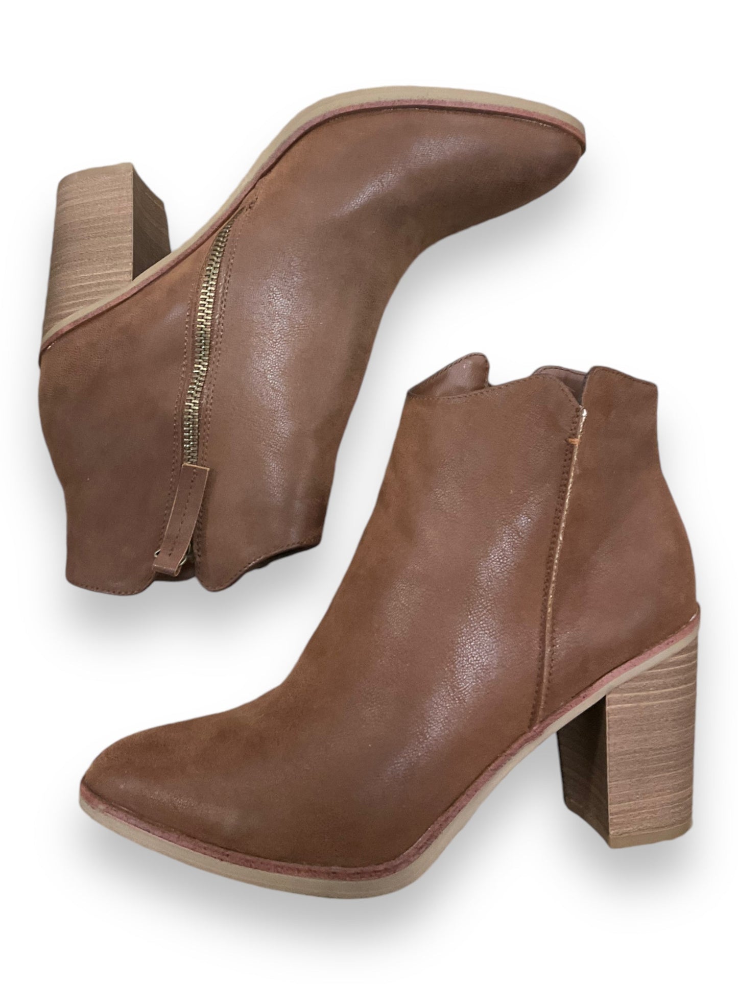 Boots Ankle Heels By Mia In Brown, Size: 8.5