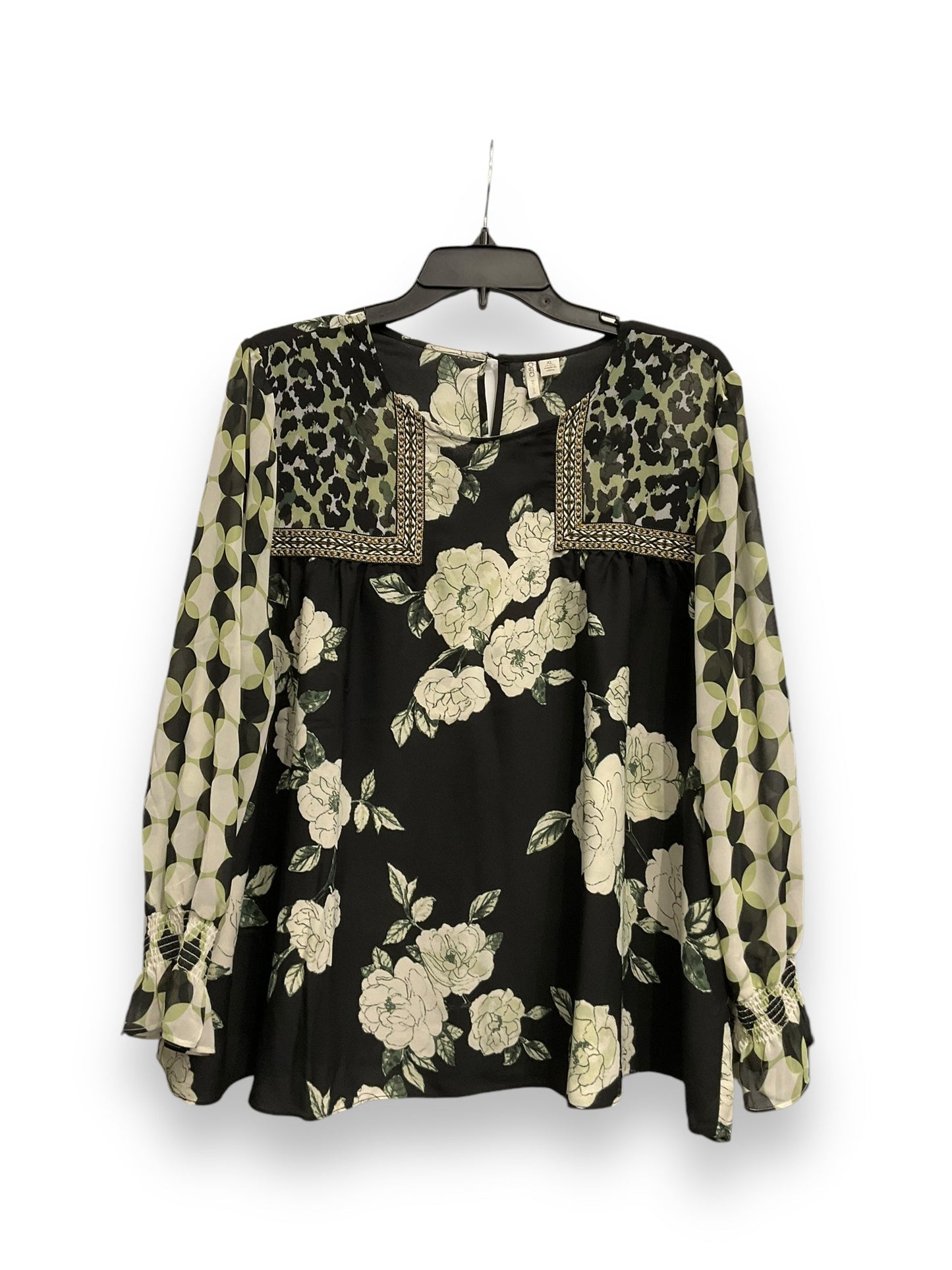 Blouse Long Sleeve By Cato In Floral Print, Size: Xl