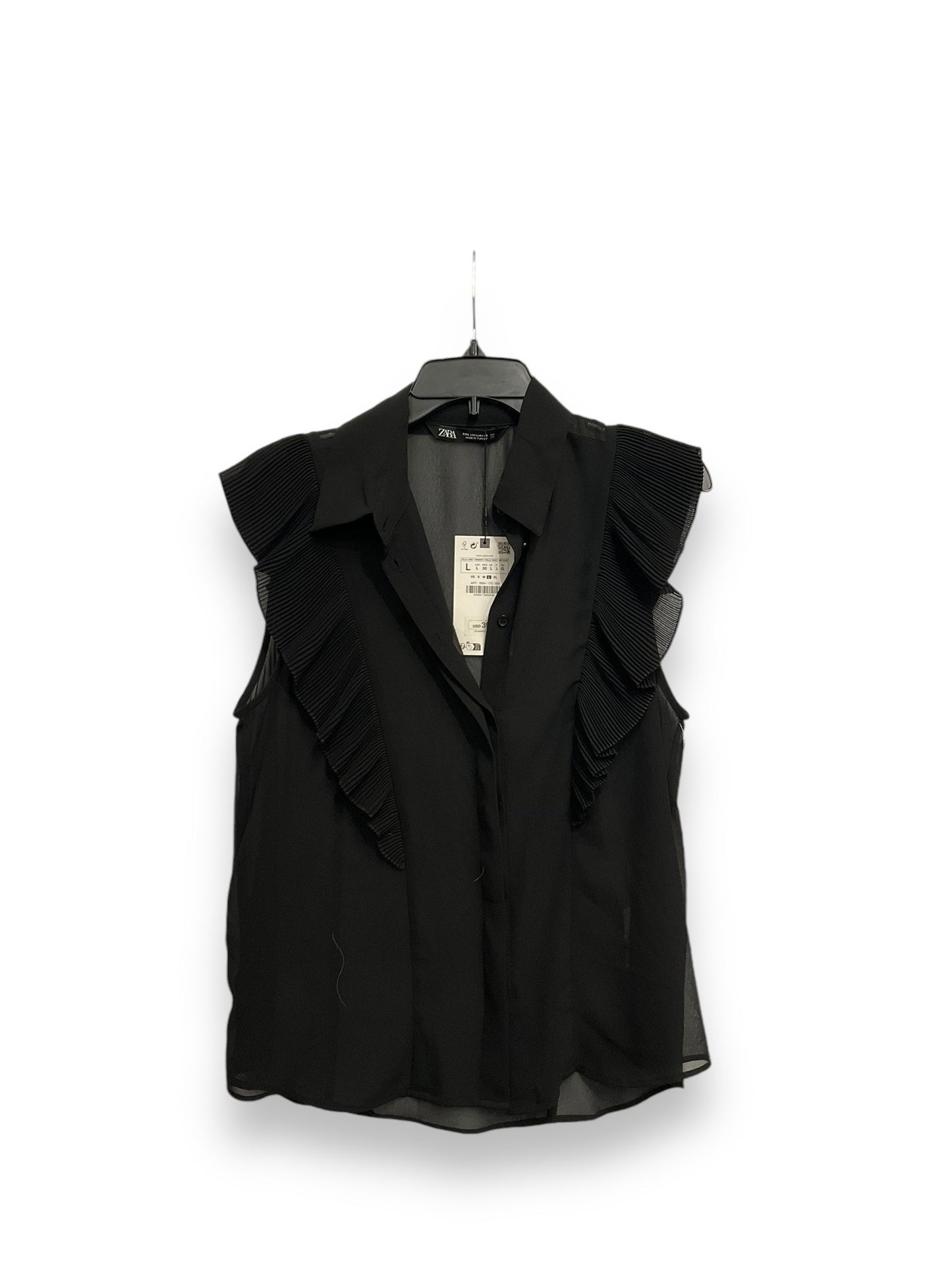 Top Sleeveless By Zara In Black, Size: L