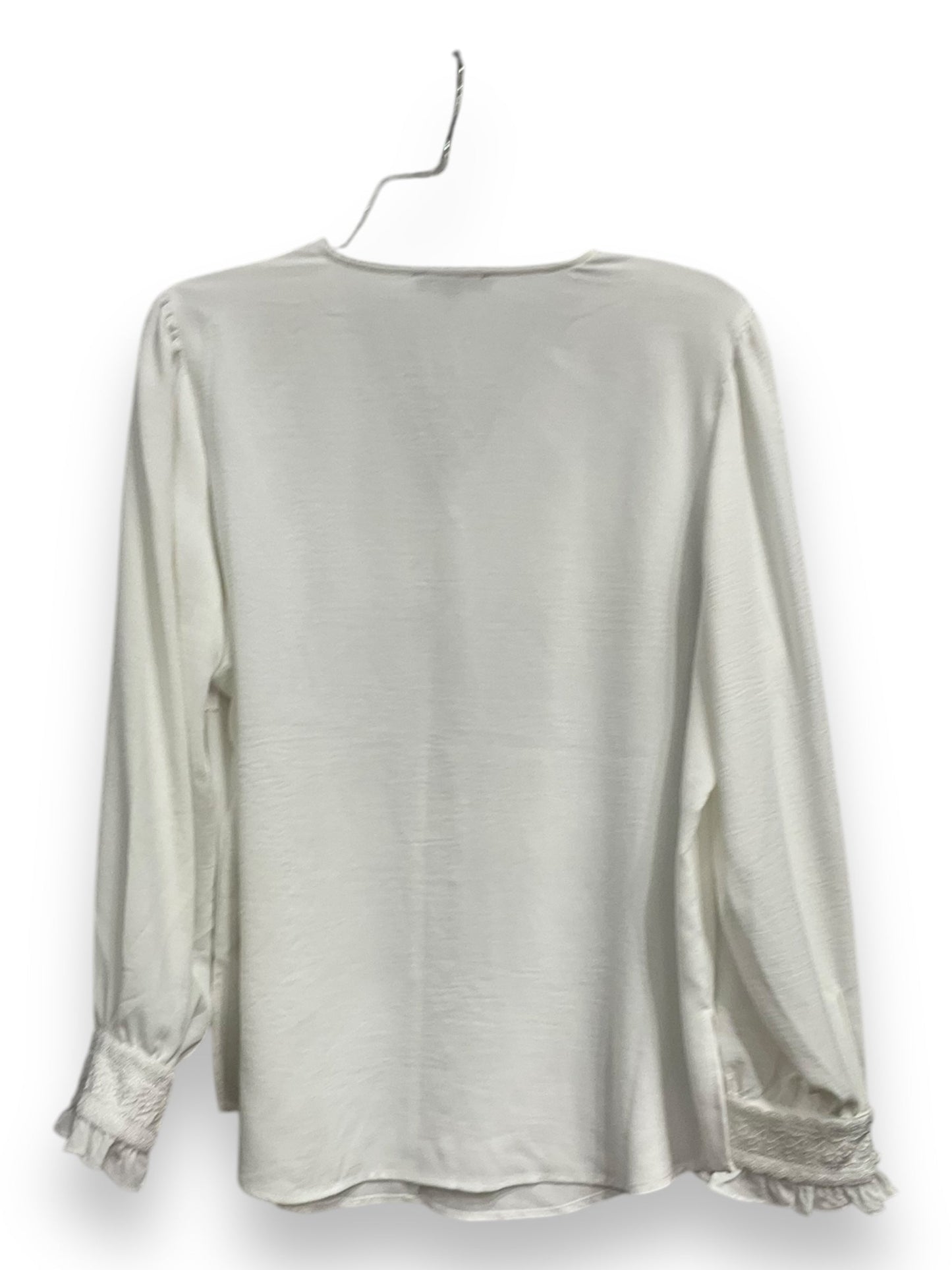 Blouse Long Sleeve By Adrianna Papell In White, Size: L