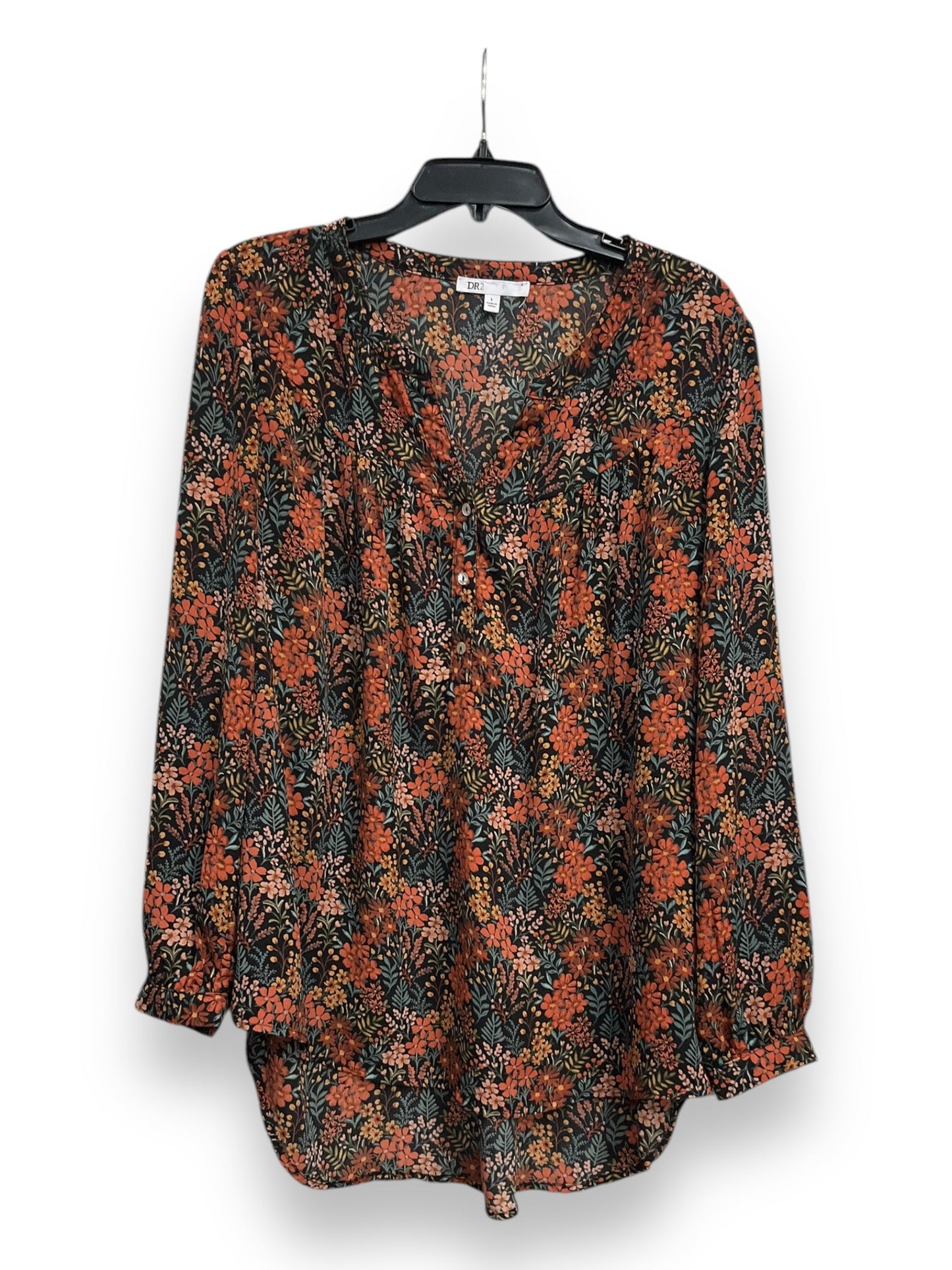 Blouse Long Sleeve By Dr2 In Floral Print, Size: L