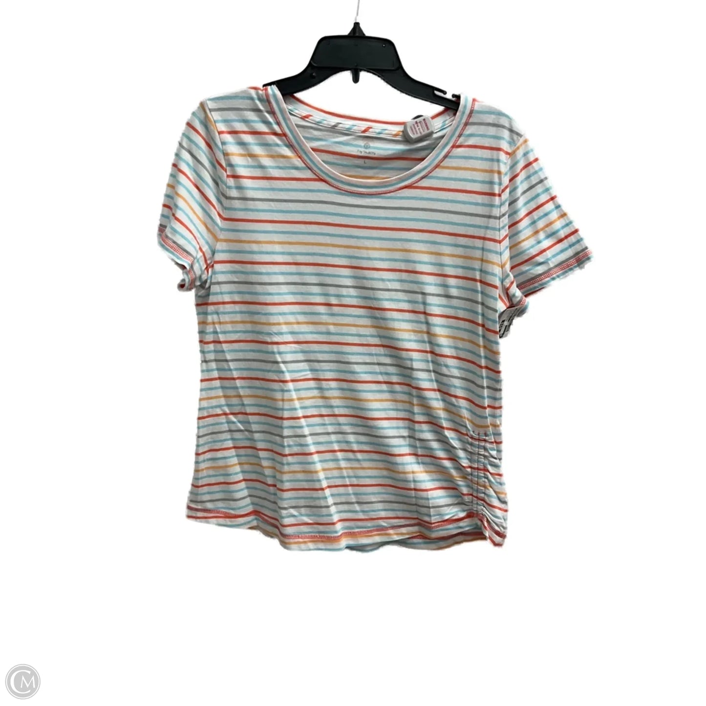 Top Short Sleeve Basic By Talbots In Striped Pattern, Size: L