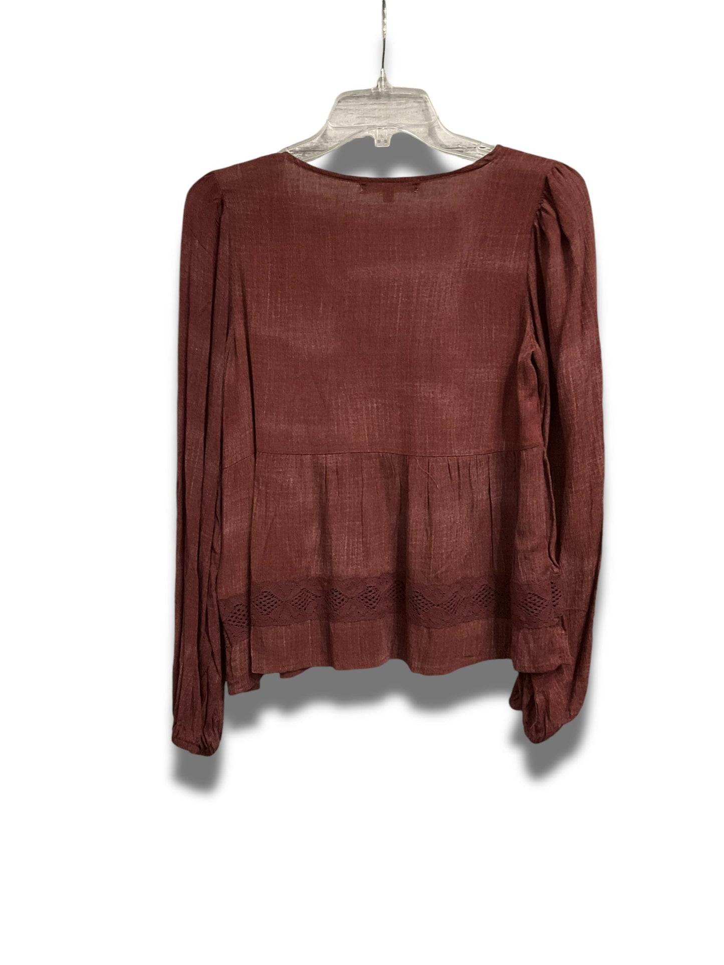 Blouse Long Sleeve By Rewind In Red, Size: S