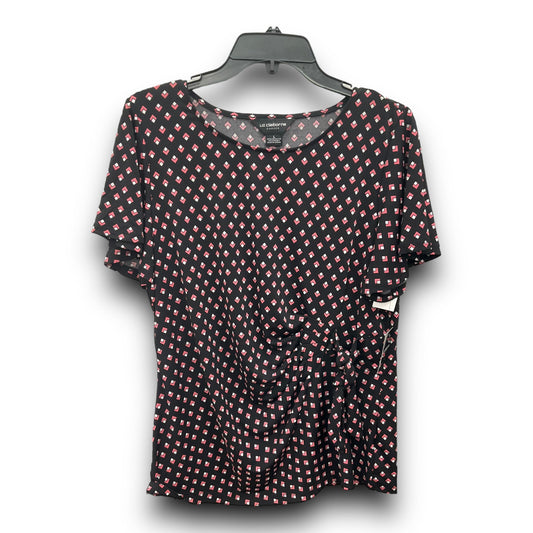 Black & Pink Top Short Sleeve Liz Claiborne, Size L