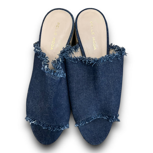 Blue Denim Shoes Heels Block Clothes Mentor, Size 8