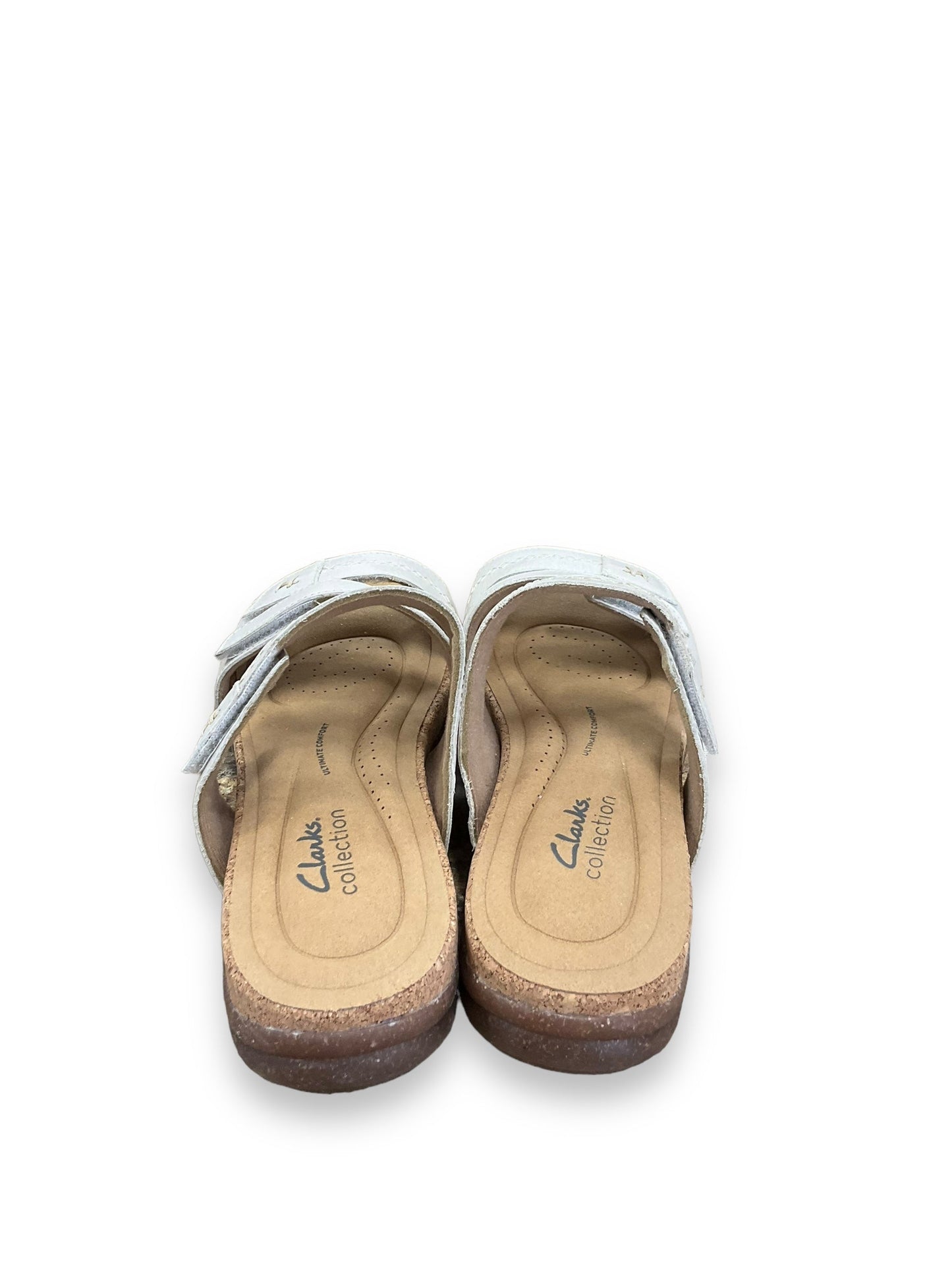 Grey Sandals Flats Clarks, Size 8