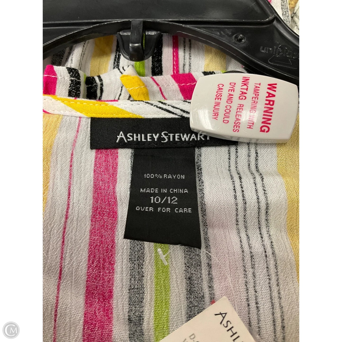Top Short Sleeve By Ashley Stewart In Striped Pattern, Size: M