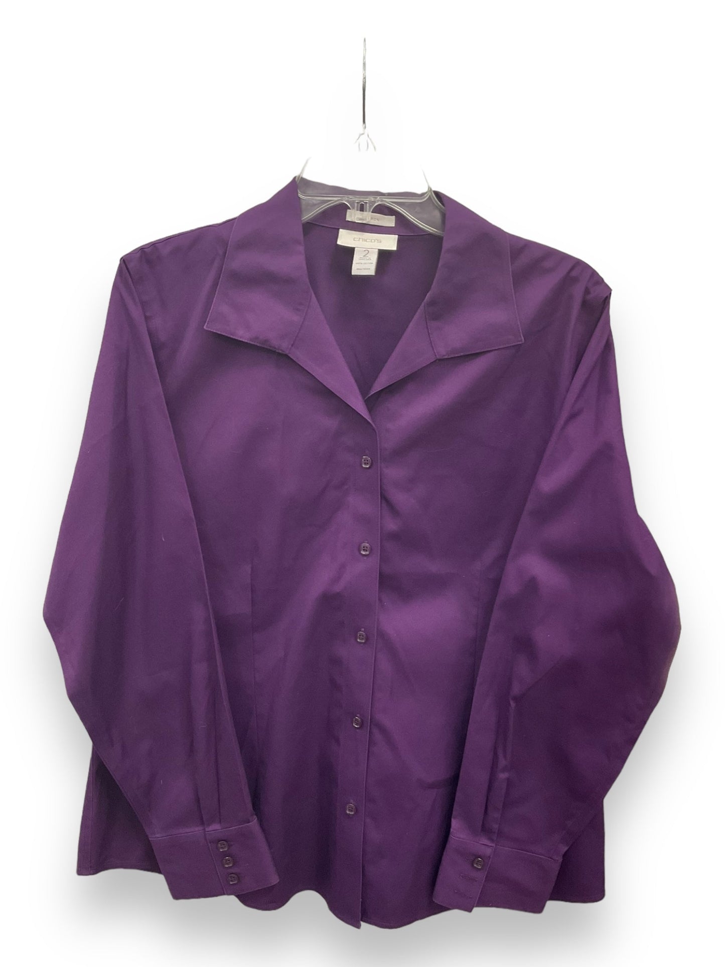 Blouse Long Sleeve By Chicos In Purple, Size: L