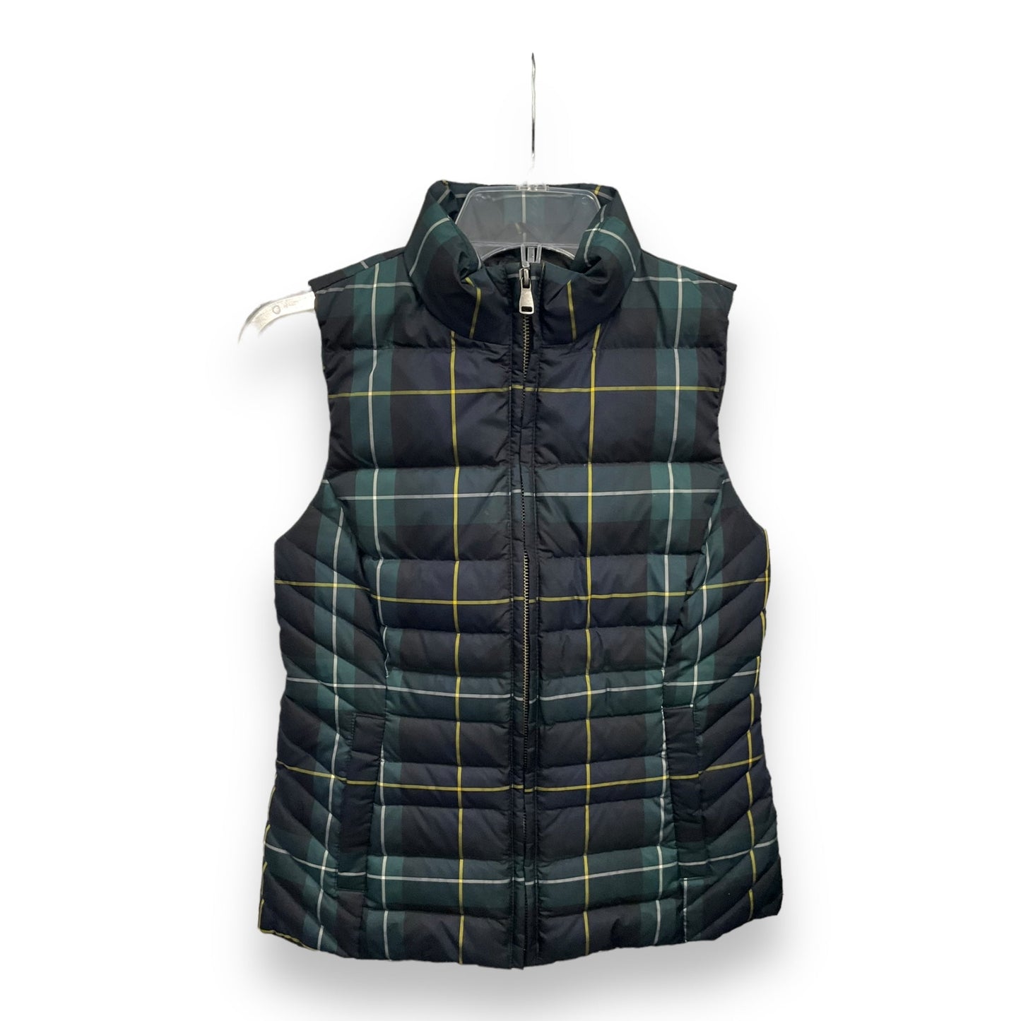 Vest Puffer & Quilted By Talbots In Plaid Pattern, Size: Petite