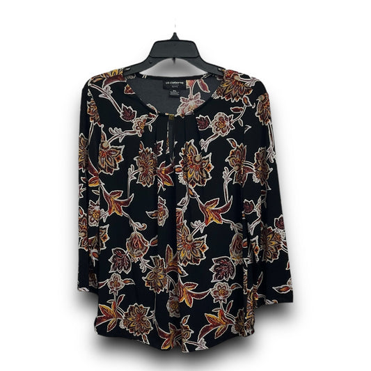 Top 3/4 Sleeve By Liz Claiborne In Floral Print, Size: Xl