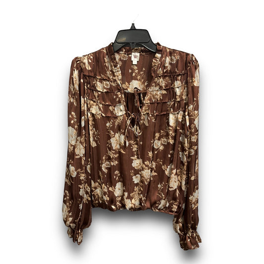 Blouse Long Sleeve By Clothes Mentor In Floral Print, Size: L