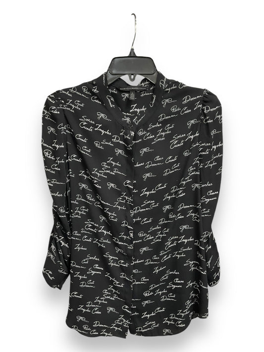 Blouse Long Sleeve By White House Black Market In Black & White, Size: L