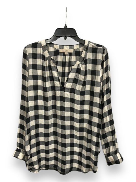 Top Long Sleeve By Loft In Plaid Pattern, Size: S