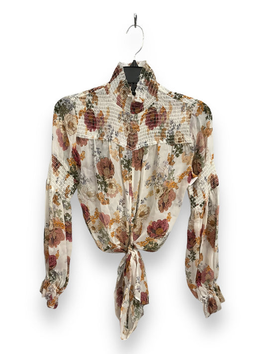 Blouse Long Sleeve By Nicholas In Floral Print, Size: Xs