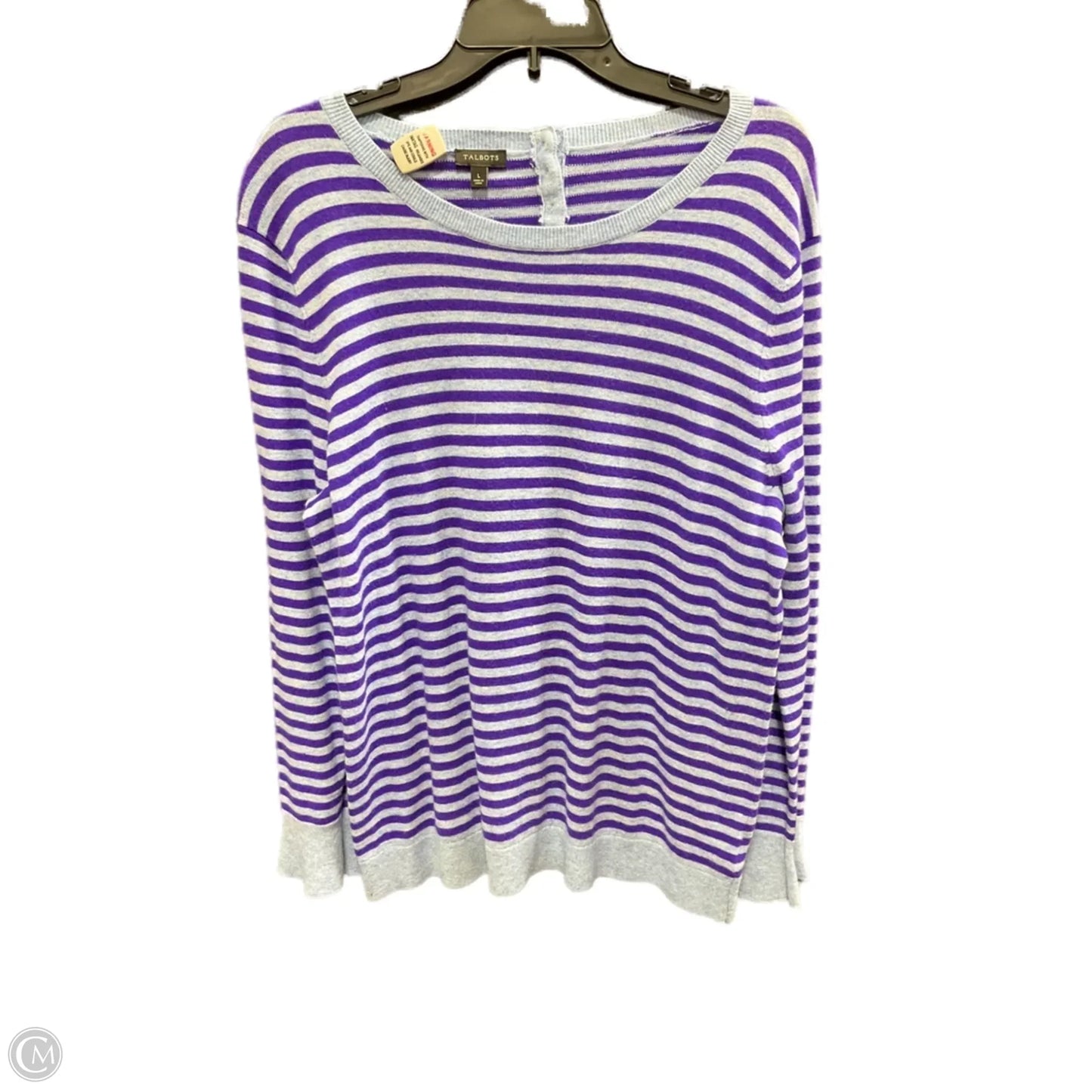 Top Long Sleeve By Talbots In Striped Pattern, Size: L