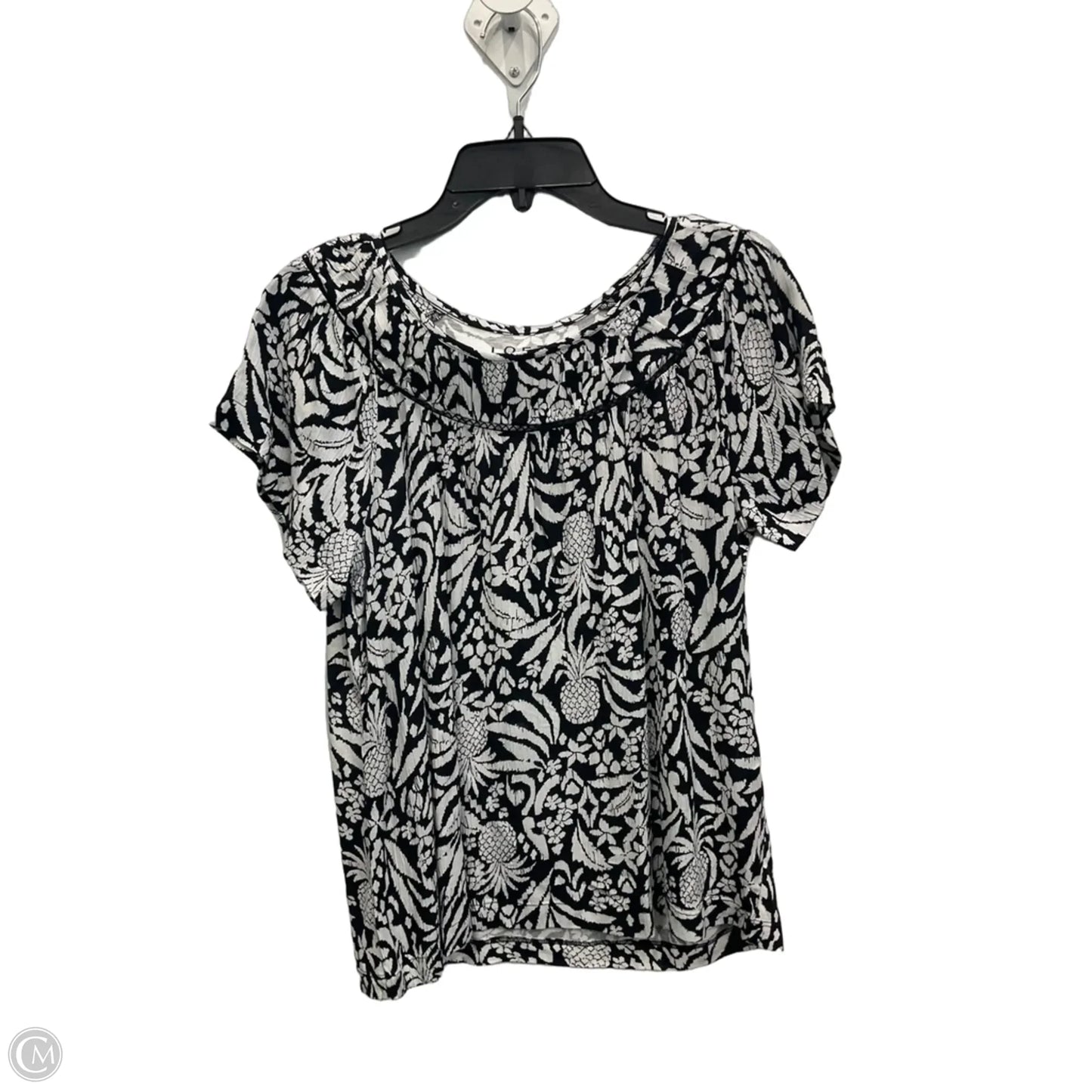 Top Short Sleeve By Loft In Black, Size: S