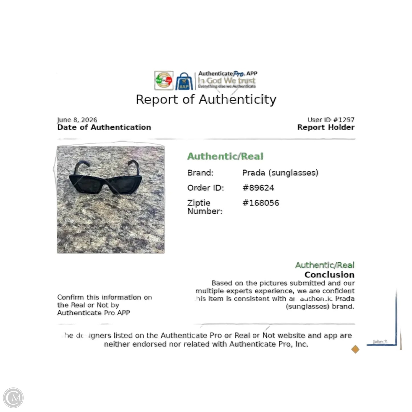 Sunglasses Luxury Designer By Prada, Size: