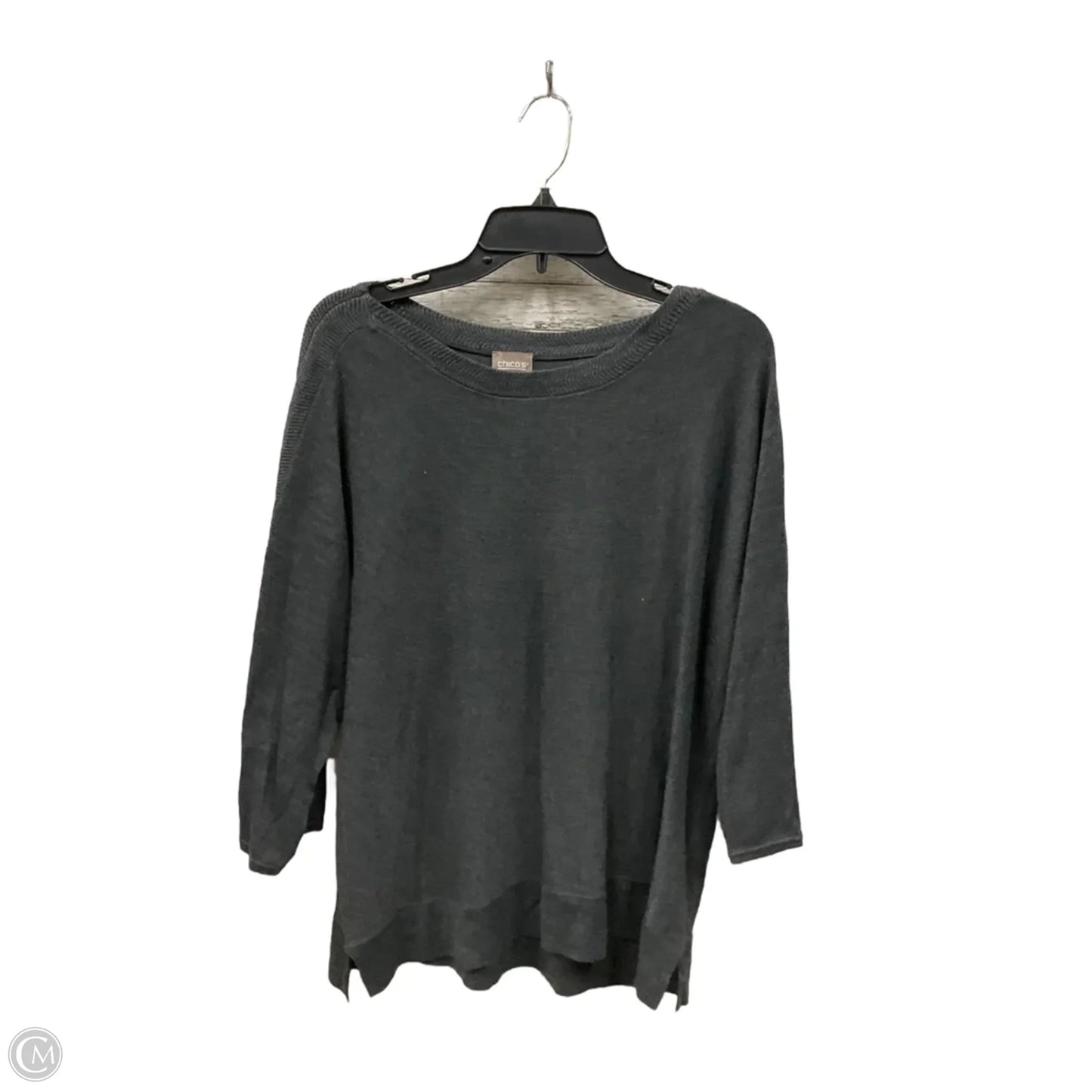 Top 3/4 Sleeve By Chicos In Grey, Size: Xl