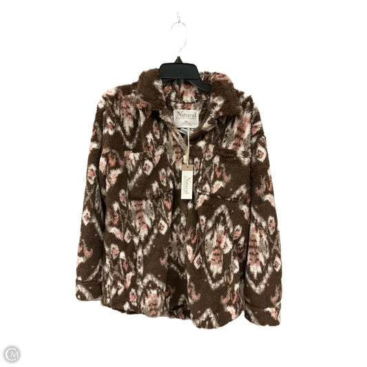 Jacket Fleece By Natural Reflections In Brown, Size: M