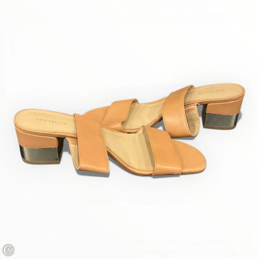Sandals Heels Block By Ann Taylor In Tan, Size: 8.5