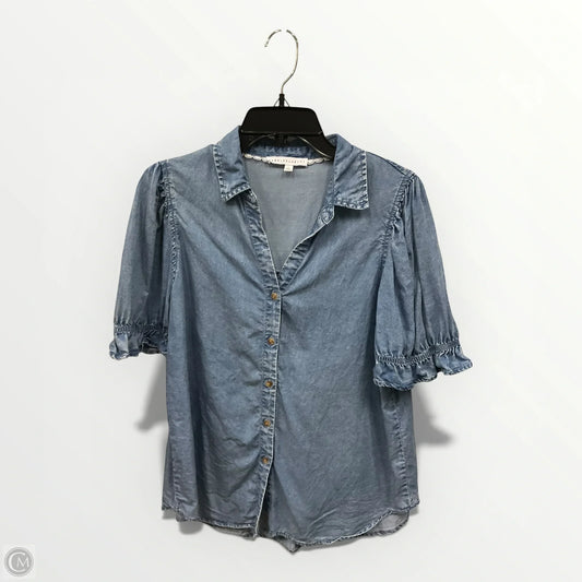 Blouse Short Sleeve By Jane And Delancey In Blue, Size: L