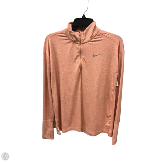 Athletic Top Long Sleeve Collar By Nike Apparel In Pink, Size: M