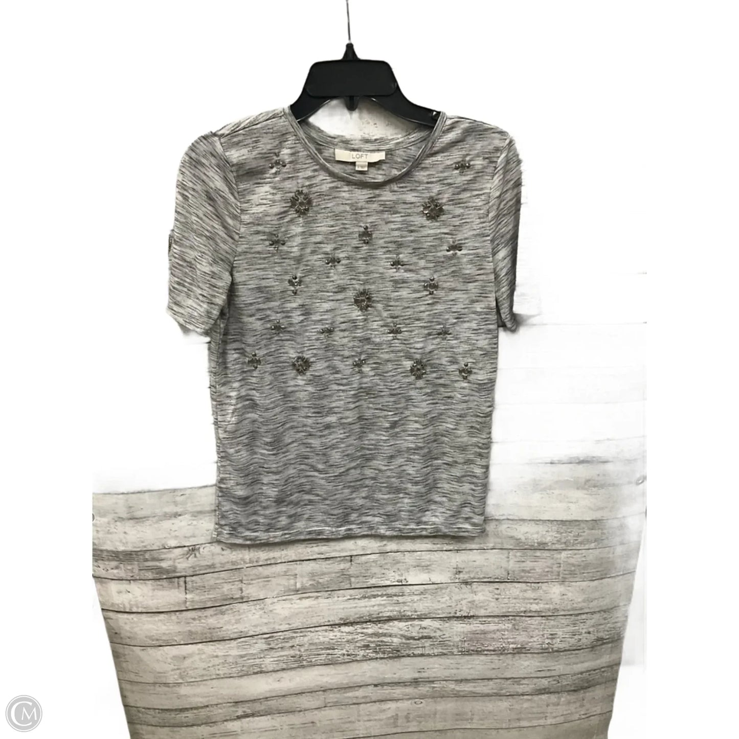 Top Short Sleeve By Loft In Grey, Size: S