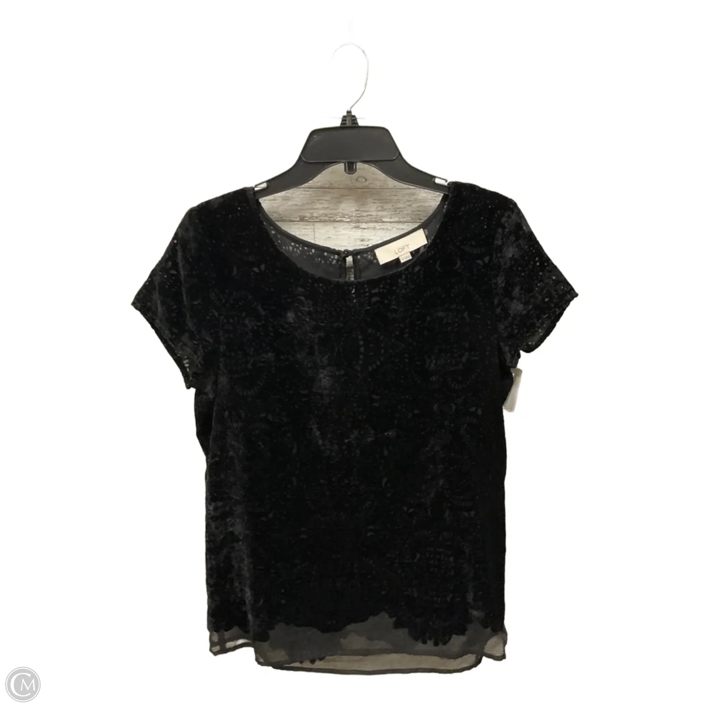 Top Short Sleeve By Loft In Black, Size: M